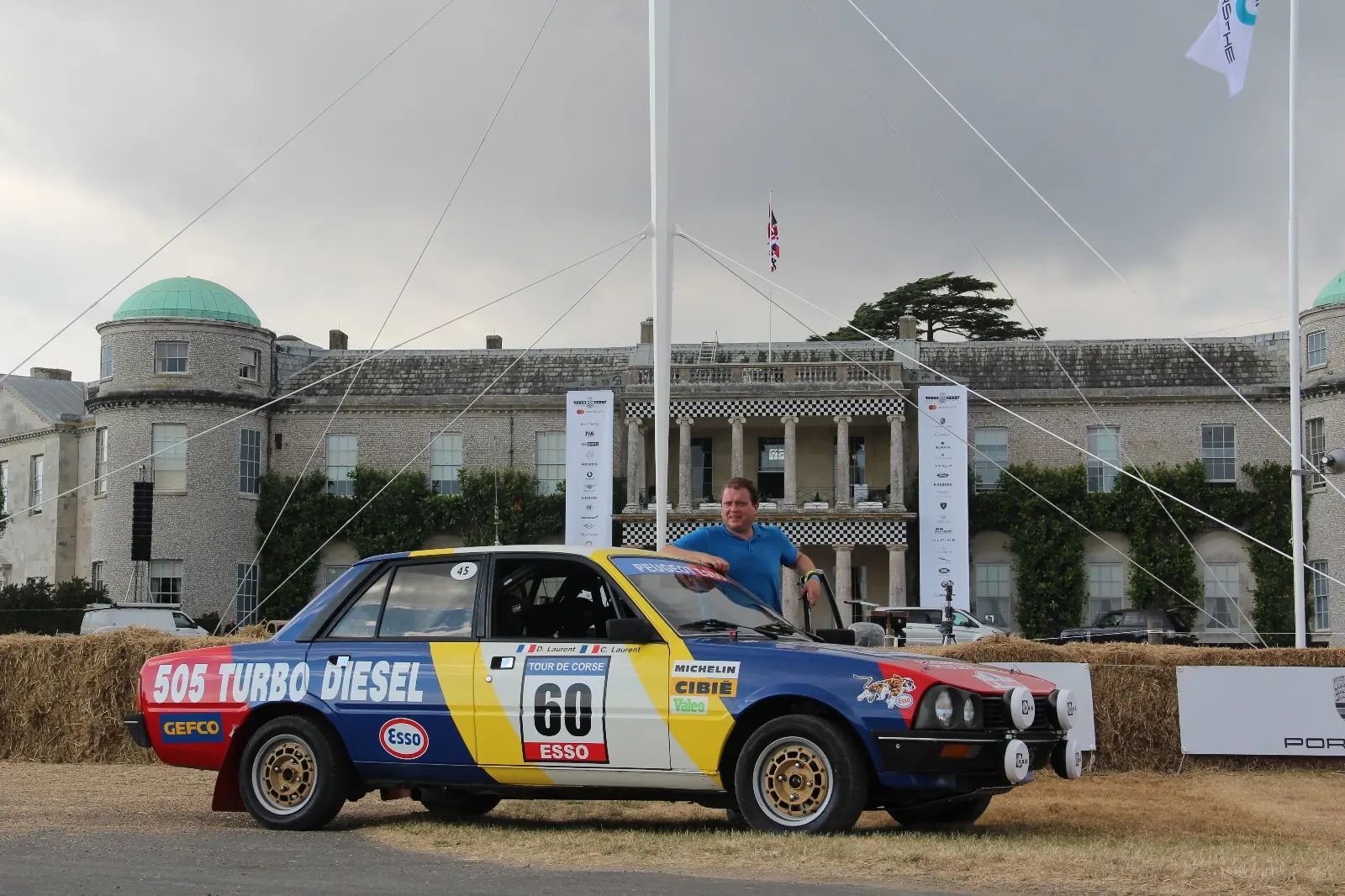 Rally car in front of Goodwood House
