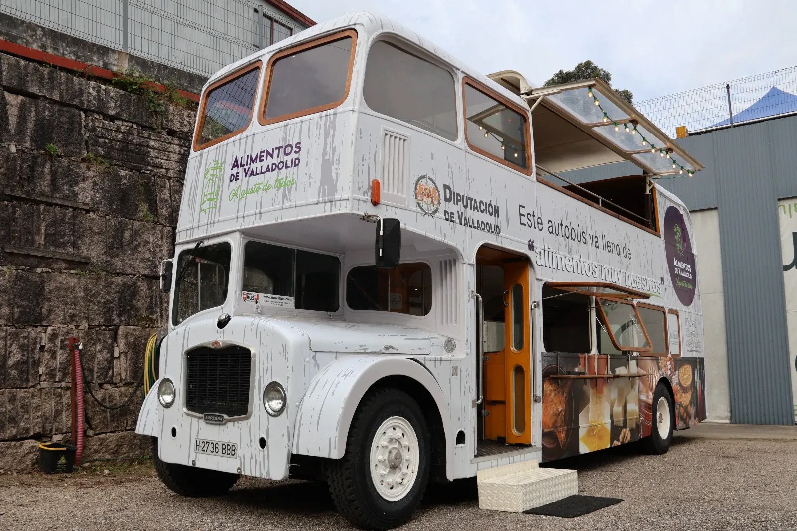 Restored Bristol Lodekka double-decker converted into a food bus